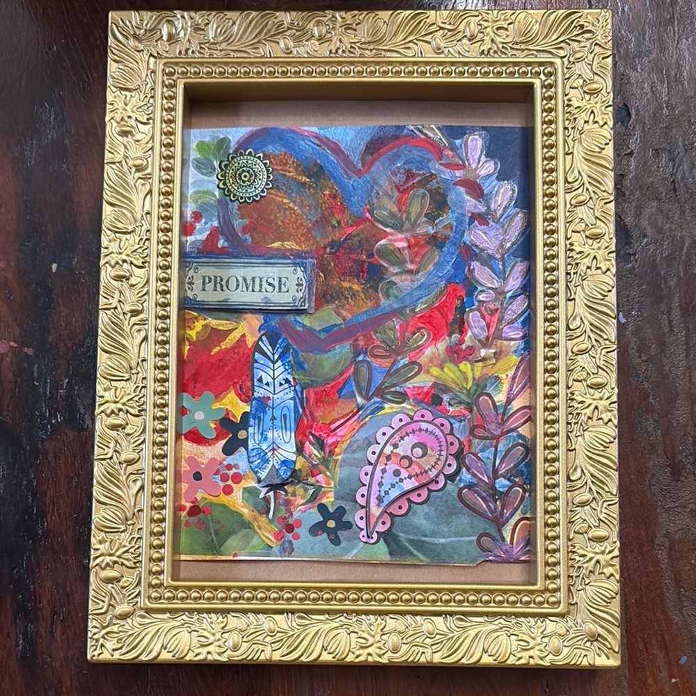 Gold Framed Heart Art by Unknown Brand